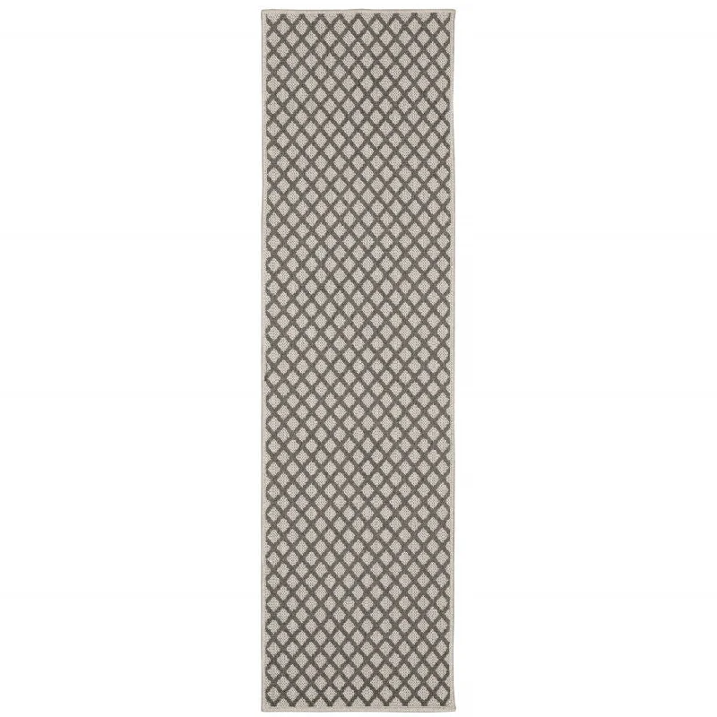 Continuing with more:2' X 7' Geometric Stain Resistant Indoor / Outdoor Area Rug - Beige