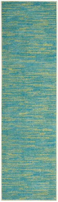 durable carpet for high traffic -2' X 8' Striped Non Skid Indoor / Outdoor Runner Rug - Blue / Green