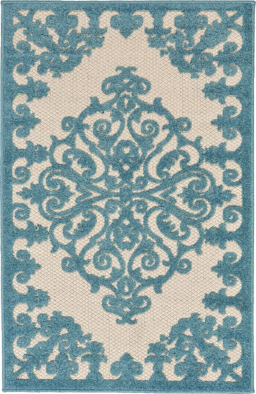 Continuing with more:3' X 4' Indoor / Outdoor Area Rug - Aqua Damask