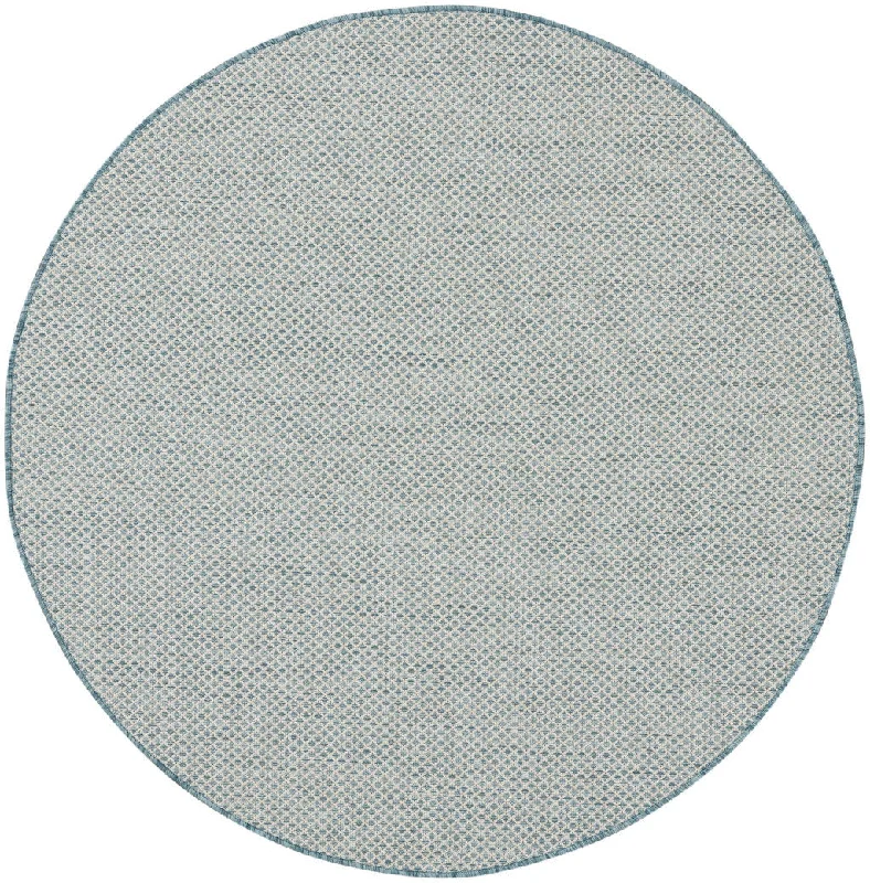 carpet with anti-slip backing for safety -4' Round Geometric Power Loom Area Rug - Blue