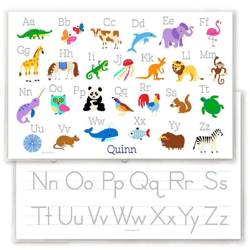 Placemat for party-Animal Alphabet Personalized Kids Placemat