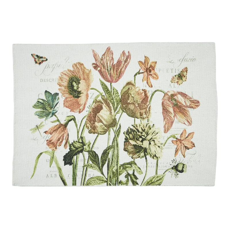 Easy-to-clean fabric placemat for kitchen-Antiquarian Blooms Placemat Set