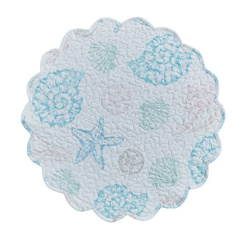 Cushioned fabric placemat-Beachcomber Quilted Round Placemat Set