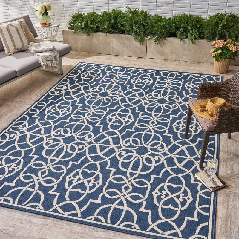 carpet for homes in humid climates -Belmont Indoor/ Outdoor Geometric Area Rug by Christopher Knight Home