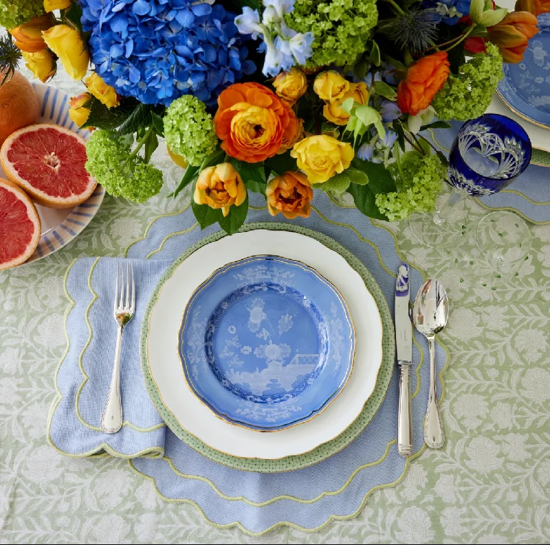 Simple table placemats for everyday use-Blue with green border placemat