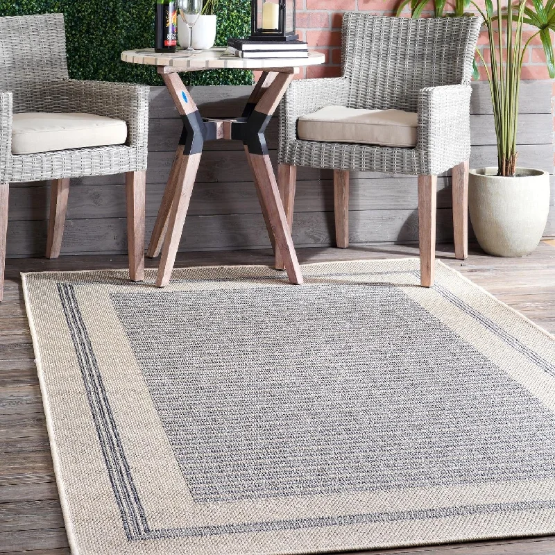 low-maintenance carpet for busy households -Brooklyn Rug Co Antonella Bordered Solid Indoor/Outdoor Area Rug