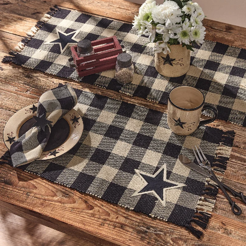 Modern minimalist placemat-Buffalo Black and Tan Check Star Yarn Check Placemats