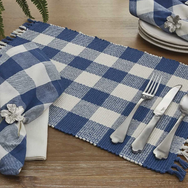 Personalized vinyl placemat-Buffalo Blue Check Yarn Placemats