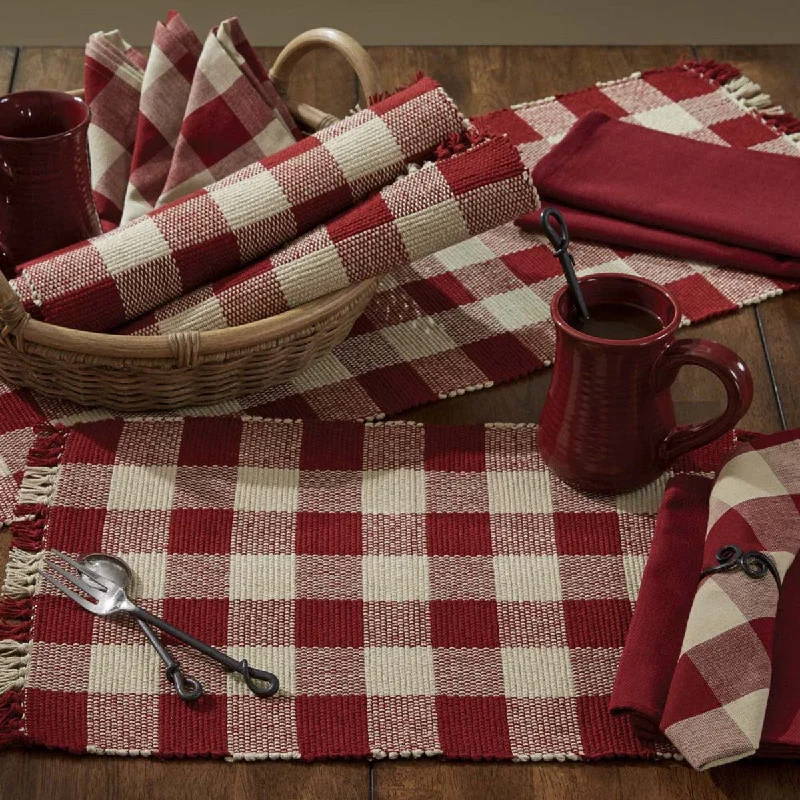 Non-slip silicone placemat-Buffalo Garnet Check Yarn Placemats