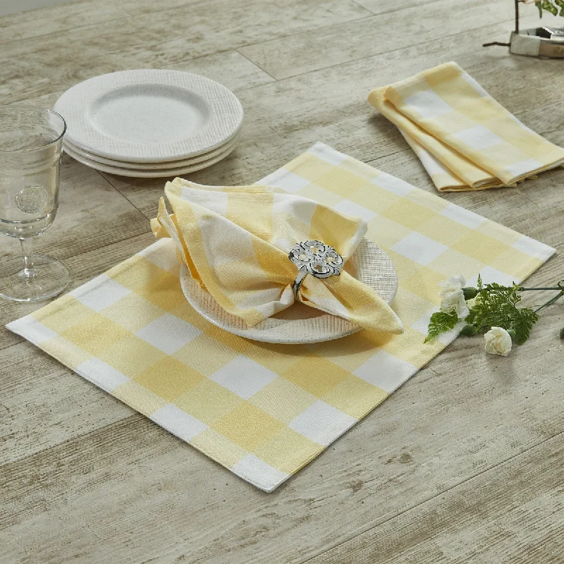 Simple round placemat set-Buffalo Yellow Check Backed Placemats