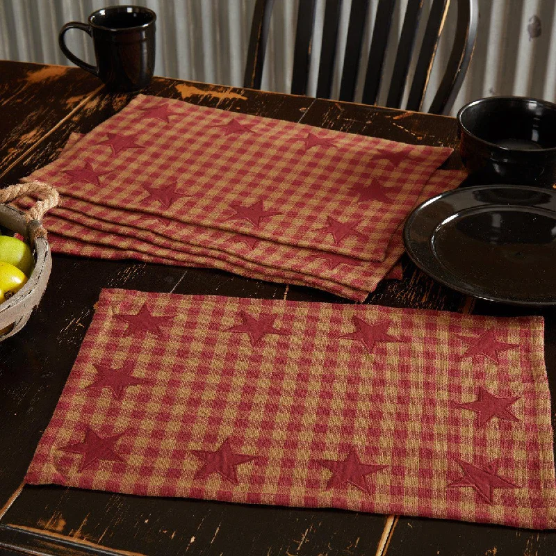 Velvet placemat for holiday setting-Burgundy Star Placemats - Set of 6