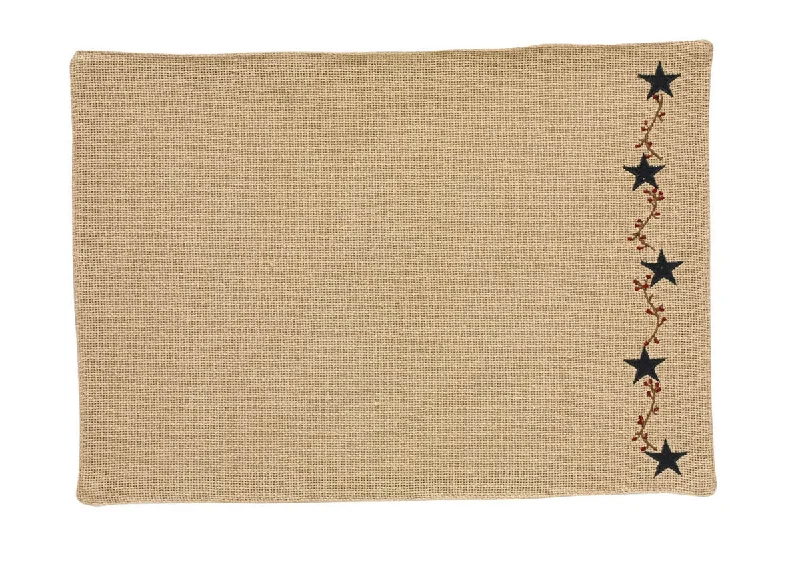 Non-slip placemat for outdoor dining-Burlap Star Placemat Set