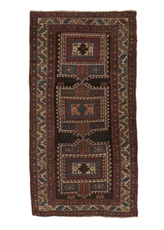 pet-friendly carpet for dog owners -Caucasian Rug Shirvan Handmade Area Antique Tribal 3'9"x6'11" (4x7) Blue Geometric Design #35980