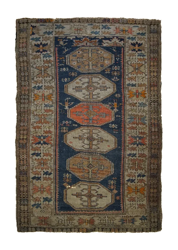 vibrant colored carpet for contemporary homes -Caucasian Rug Shirvan Handmade Area Tribal Antique 3'5"x5'5" (3x5) Blue Whites/Beige Brown Geometric Design #A33014