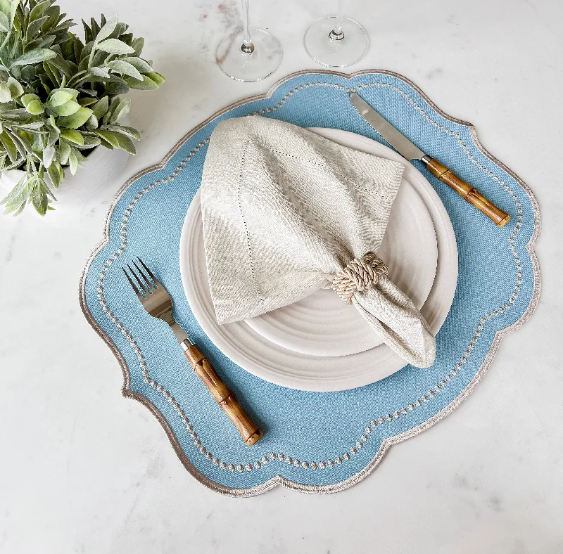 Fabric placemat for table setting-Double side Blue and Beige Placemat