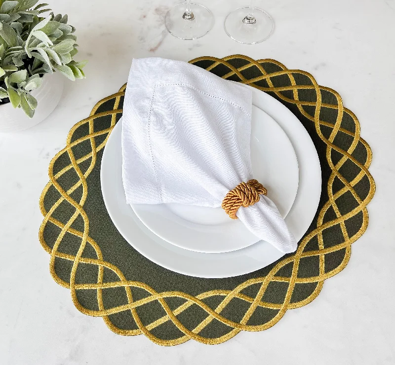 Protective placemat for kitchen table-Double side Green and Beige Placemat