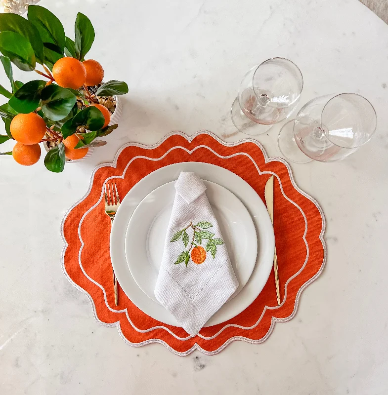 Cotton placemat-Double side Green and Orange placemat