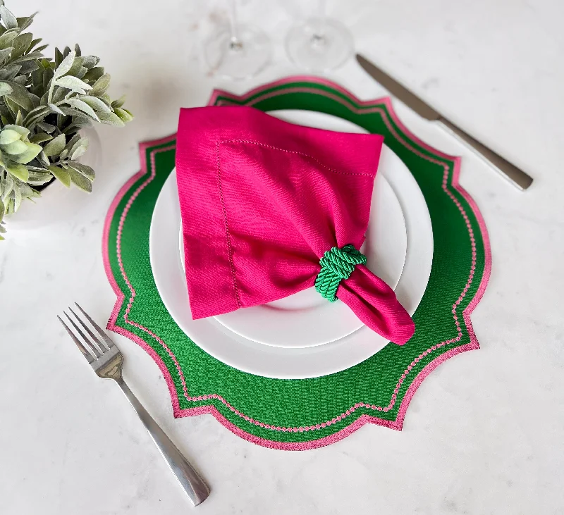 Placemat for Thanksgiving dinner party-Double side Green and White placemat