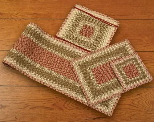 Festive placemat set for celebrations-Earth Rugs C-24 Olive/Burgundy/Gray Rectangle Placemat 13.25``x17.25``