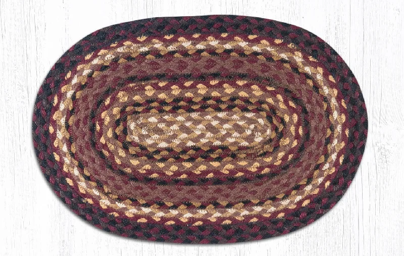 Perfect placemat for weddings-Earth Rugs C-371 Black Cherry/Chocolate/Cream Jute Placemat 13``x19``