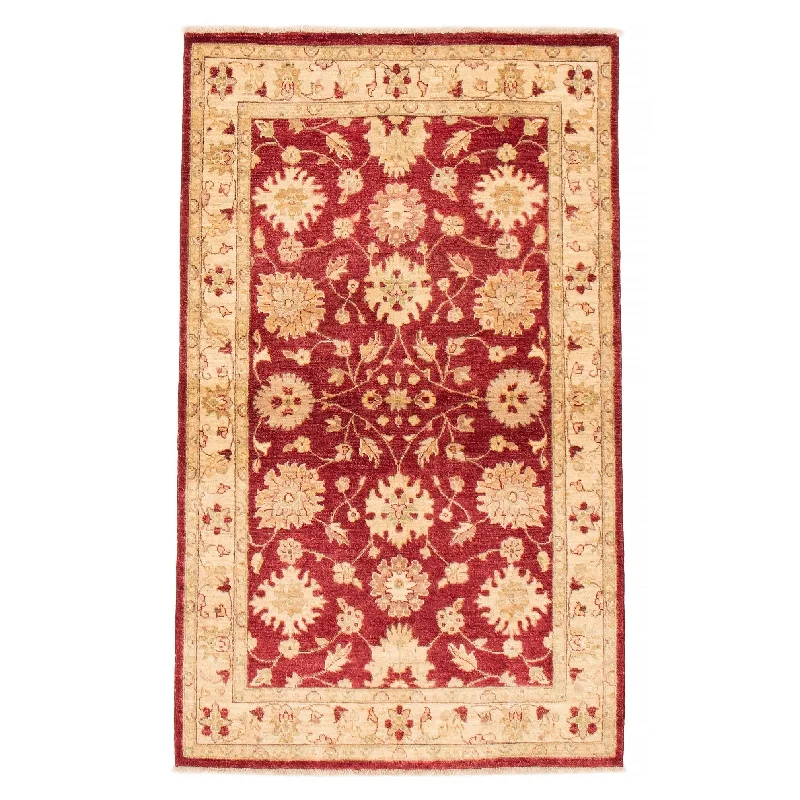 luxury shag carpet for cozy spaces -ECARPETGALLERY Hand-knotted Chobi Finest Red Wool Rug - 4'0 x 6'5