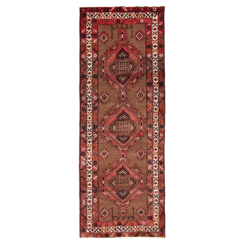 carpet for homes with large open spaces -ECARPETGALLERY Hand-knotted Konya Anatolian Brown Wool Rug - 3'10 x 10'2