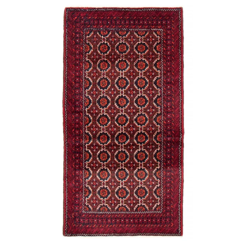 low pile carpet for easy cleaning -ECARPETGALLERY Hand-knotted Royal Baluch Red Wool Rug - 3'4 x 6'3