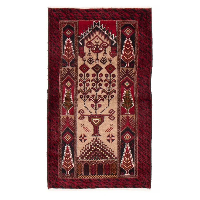 eco-friendly recycled carpet for green homes -ECARPETGALLERY Hand-knotted Royal Baluch Tan Wool Rug - 3'5 x 5'9