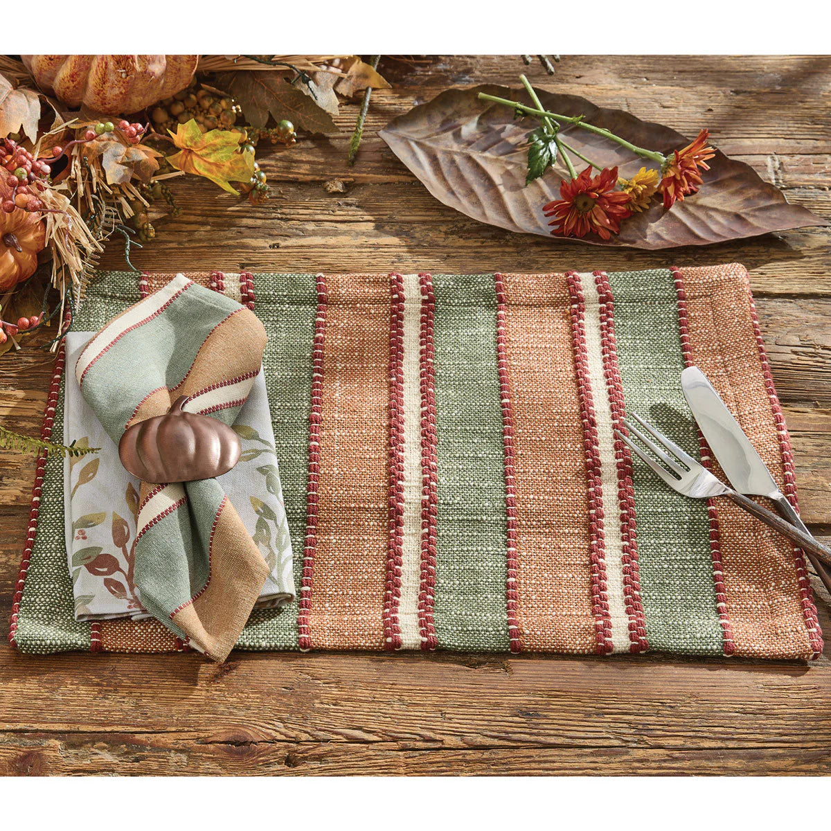 Rustic-style placemat for cozy meals-Fall Stripe Placemats