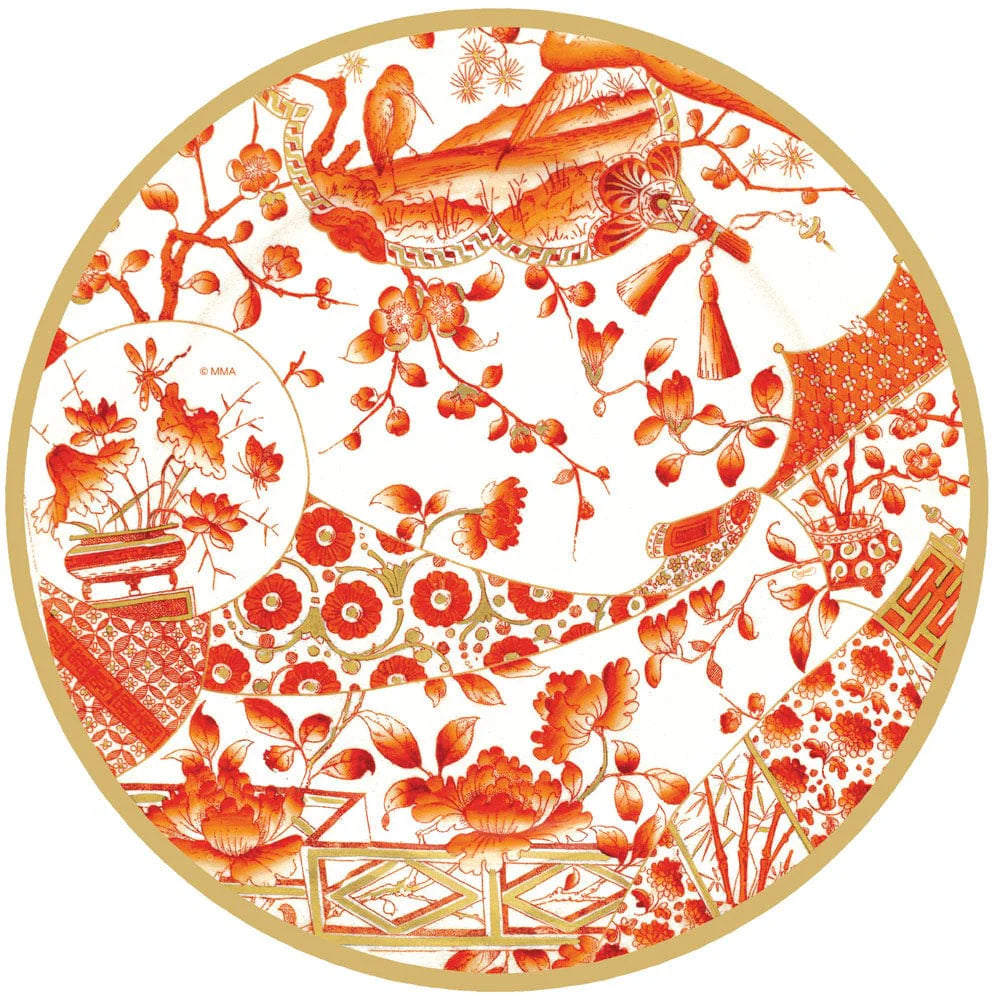 Decorative fabric placemat for home-Gilded Porcelain Coral Placemat Die Cut, Single