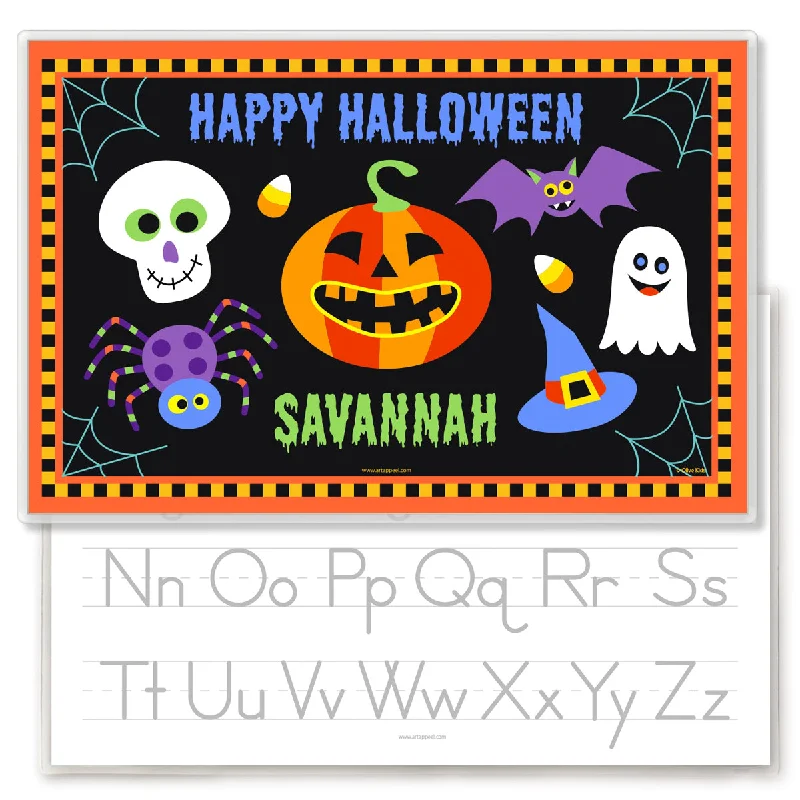 Multicolored placemat set-Halloween Candy Corn Personalized Kids Placemat