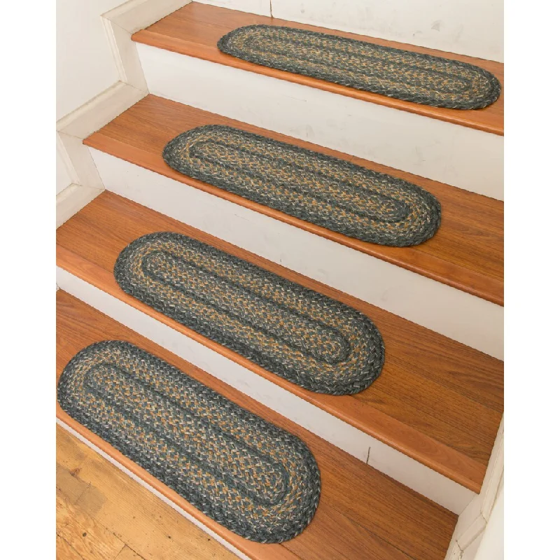 wool carpet for allergy sufferers -Hand Braided Florence Jute Stair Treads (Set of 13) - Multi - 13PC (9" x 29")