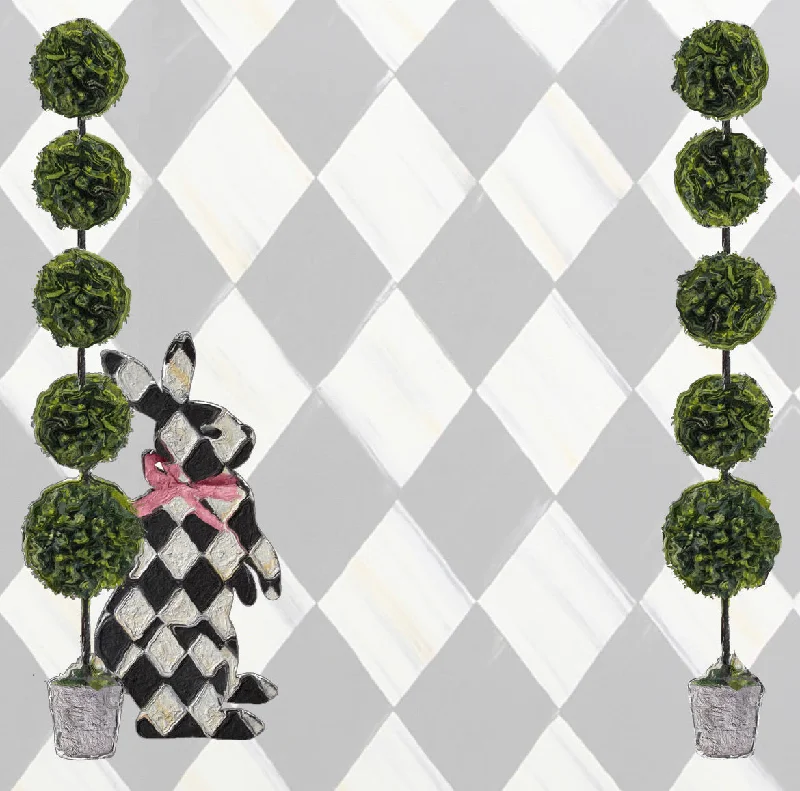 Holiday placemat for family dinners-Harlequin Hedge (Bunny) Charger - (SQUARE)