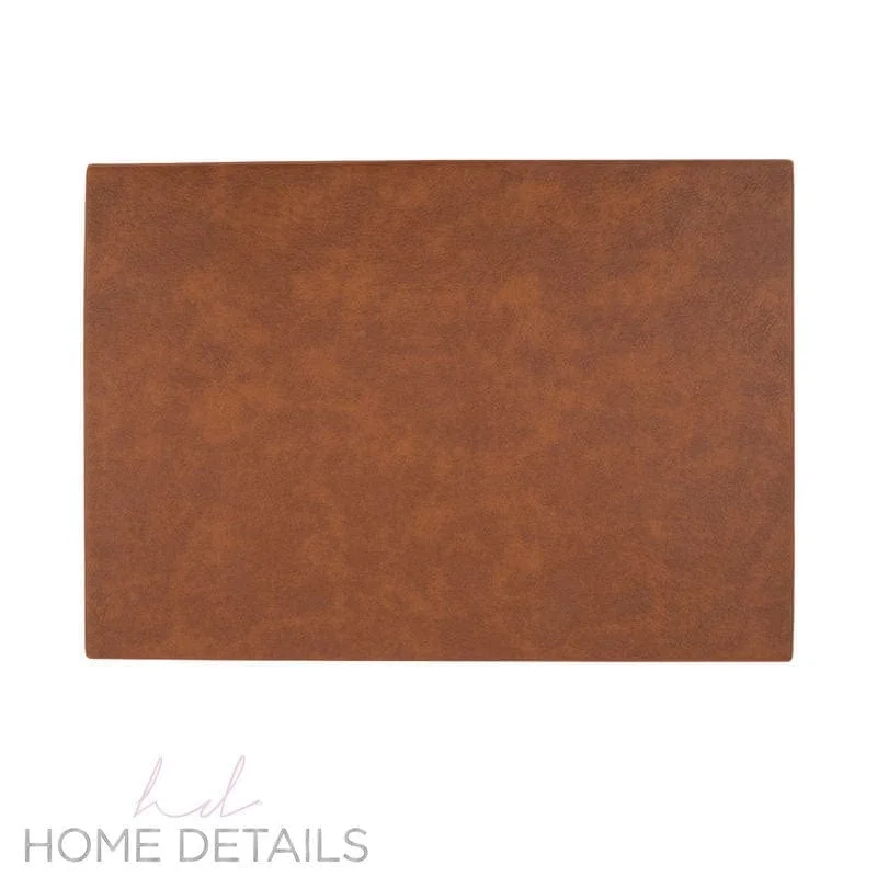 Modern placemat-Home Details Faux Leather Double Sided Placemat in Tan