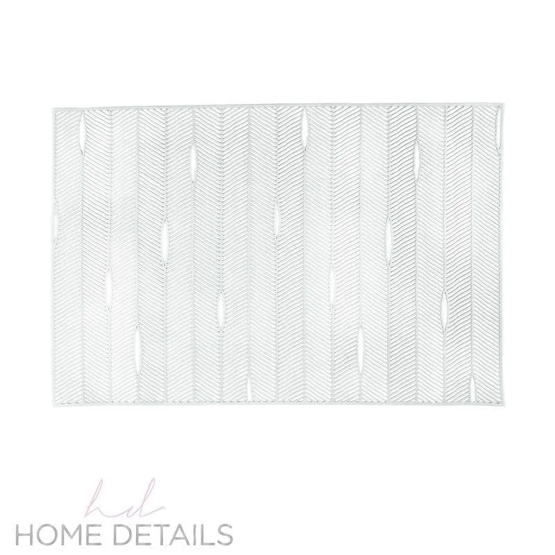 Placemat for restaurant use-Home Details Herringbone Stripe Laser Cut Placemat in Silver