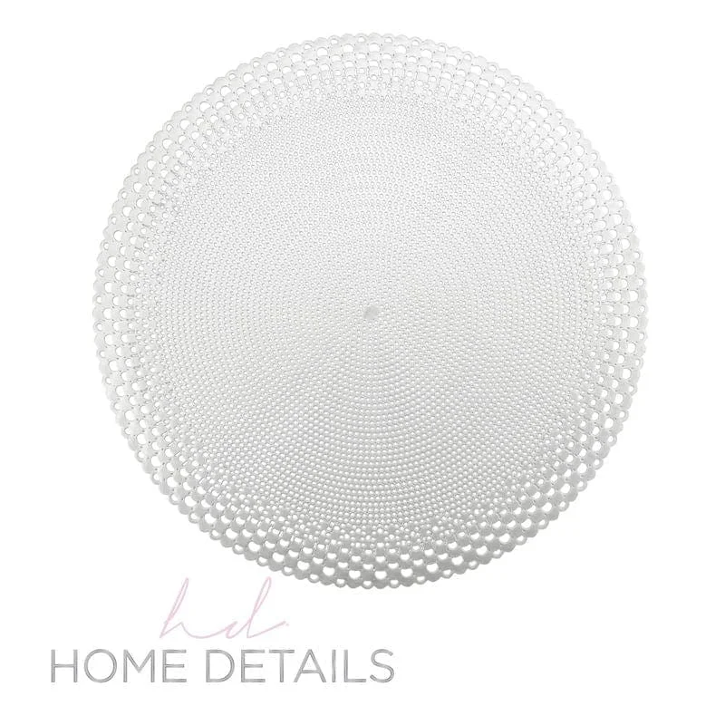 Heat-resistant placemat-Home Details Round Saturn Laser Cut Placemat in Silver