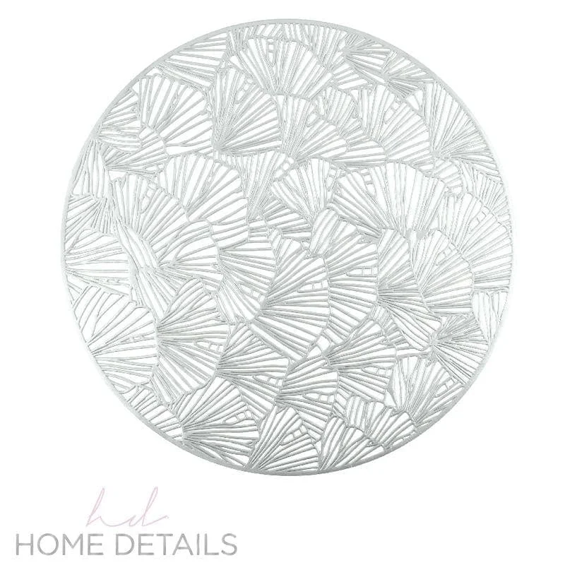 Placemat for casual breakfast-Round Shell Laser Cut Placemat in Silver