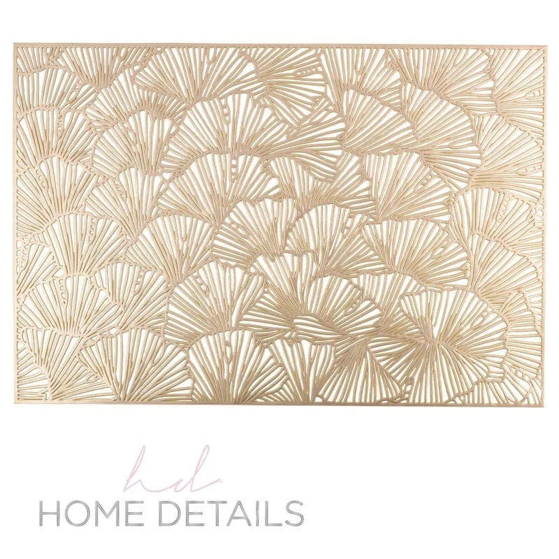 Placemat with patterns-Shell Laser Cut Placemat in Gold