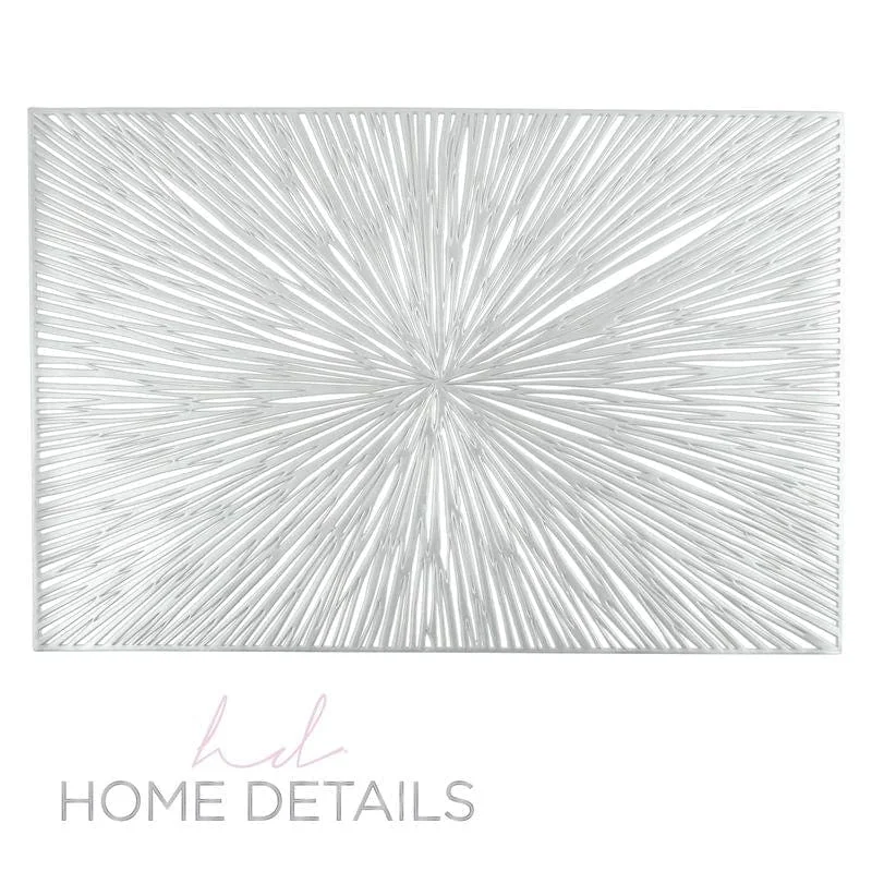 Placemat for office meetings-Home Details Star Burst Laser Cut Placemat in Silver