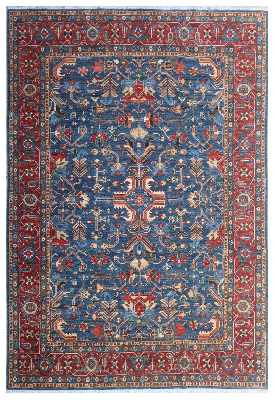 commercial carpet tiles for modular offices -Kaoud Rugs 10.1X13.6 Rectangle Light Blue Tabriz-s Area Rug