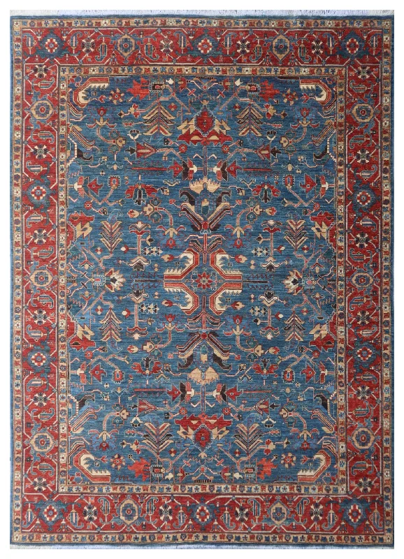 soft carpet for nursery rooms -Kaoud Rugs 8.10X11.8 Rectangle Light Blue Tabriz-s Area Rug