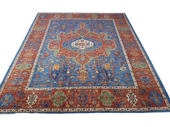 luxury shag carpet for cozy spaces -Kaoud Rugs 8.4X10 Rectangle Light Blue Tabriz-s Area Rug