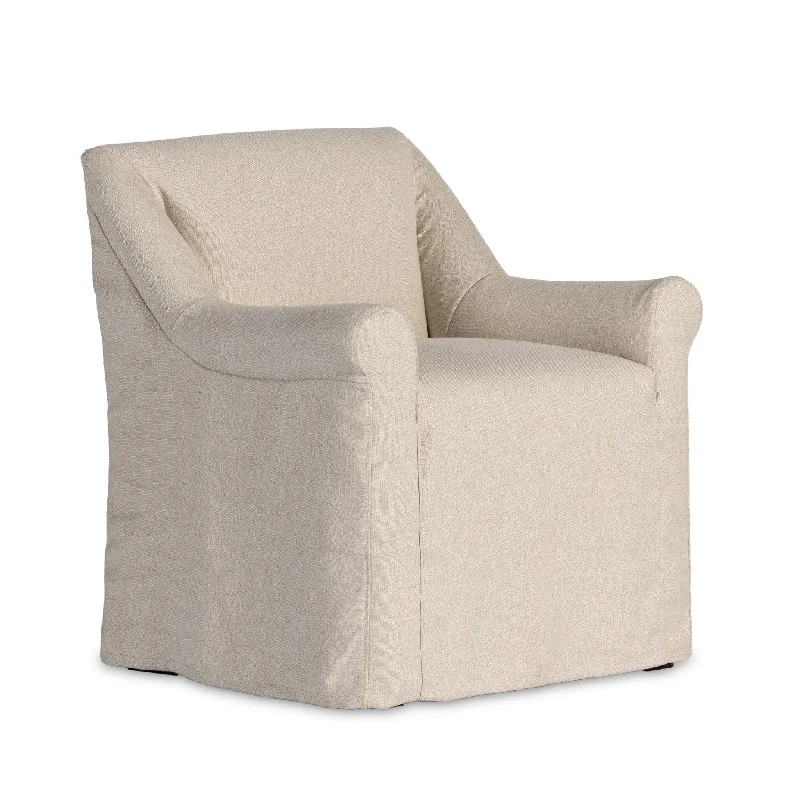 indoor carpet for outdoor patio spaces -Leon Slipcover Dining Armchair