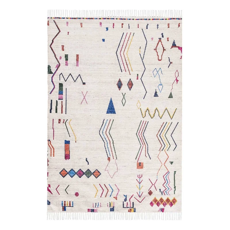 stylish carpet for dining rooms -Remi Multi-Colour Abstract Tribal PET Rug