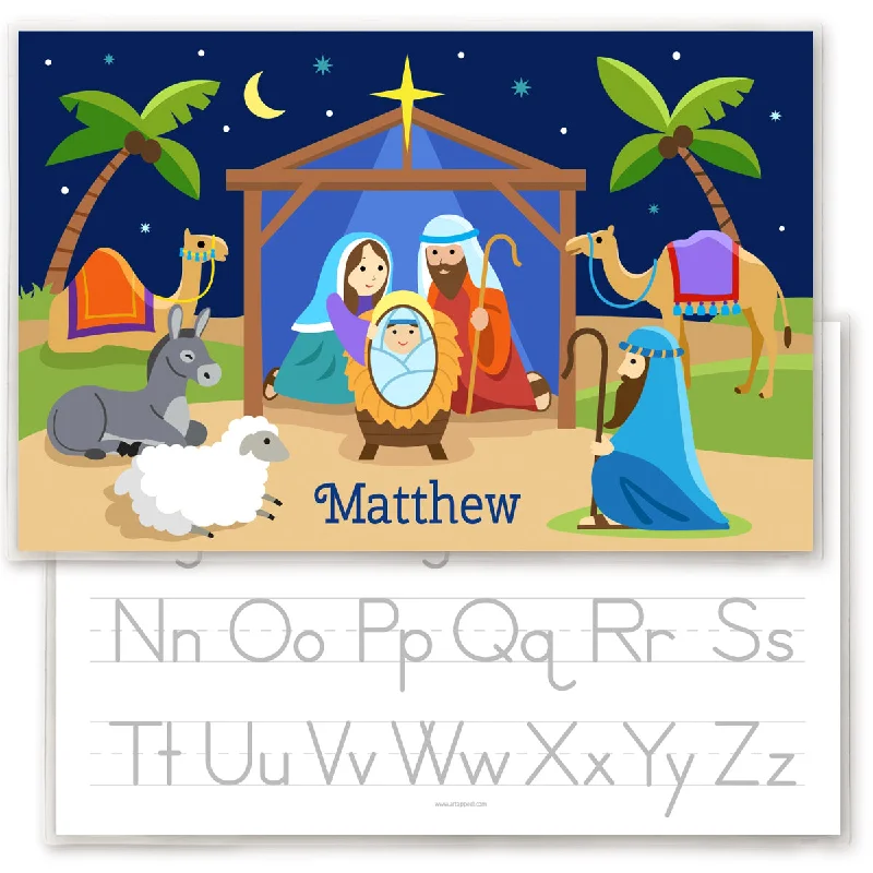 Tacky placemat for children's table-Nativity Scene Personalized Kids Placemat