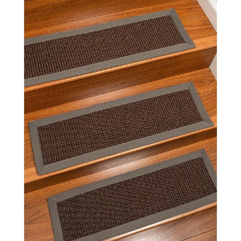 carpet for homes with eco-conscious designs -Natural Area Rugs 100% Natural Fiber Alma, Sisal Dark Brown, Handmade Custom Stair Treads Carpet Set Of 4 (9"X29") Stone Border