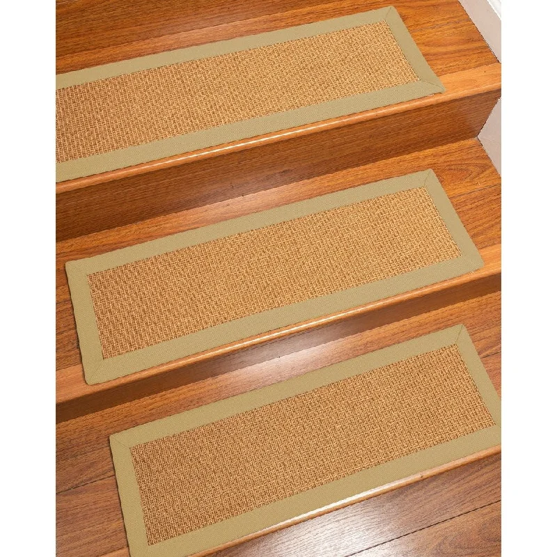 soft carpet for child’s playroom areas -Natural Area Rugs 100% Natural Fiber Aston, Sisal Gold, Handmade Custom Stair Treads Carpet Set Of 8 (9"X29") Sand Border