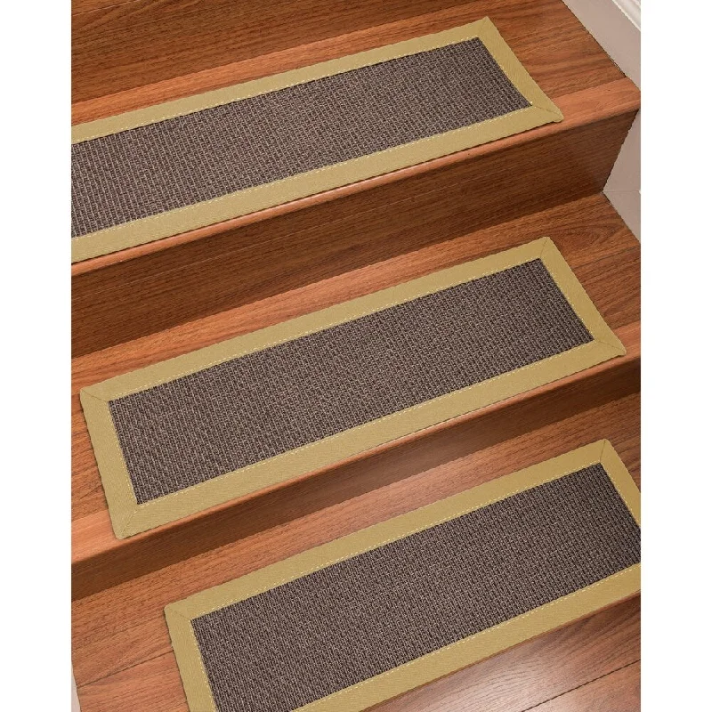 carpet with stain protection technology -Natural Area Rugs 100% Natural Fiber Big Sur, Sisal Dark Grey, Handmade Custom Stair Treads Carpet Set Of 8 (9"X29") Sand Border