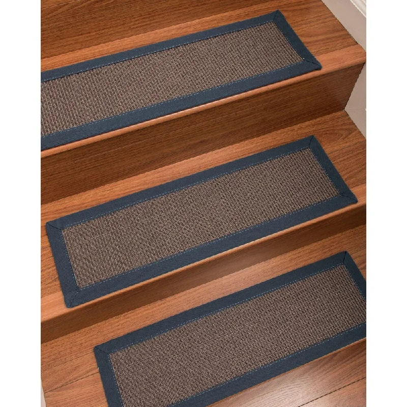 cheap carpets for living room -Natural Area Rugs 100% Natural Fiber Big Sur, Sisal Dark Grey, Handmade Custom Stair Treads Carpet Set Of 8 Marine Border