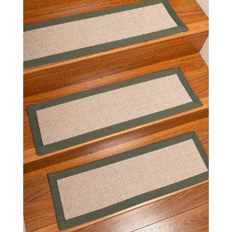 affordable carpet cleaning services for offices -Natural Area Rugs 100% Natural Fiber Blair, Sisal Beige/Rose, Handmade Custom Stair Treads Carpet Set Of 8 (9"X29") Green Border